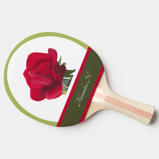 選手エレガント:レッドローズ絵を描ズ 卓球ラケット (横)