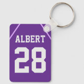選手カスタム名の紫バスケットボールコート キーホルダー (裏面)
