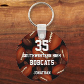 選手チームのマスコット名ジャージー・ナンバーフットボール キーホルダー (裏面)