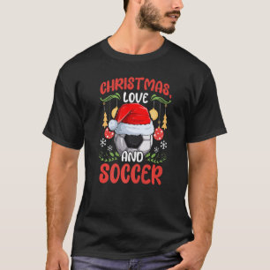 選手チームクラブコーディネートChristmas Love Soccer足 Tシャツ