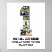 選手ナンバー1シニアスポーツチーム写真コラージュ ポスター (正面)