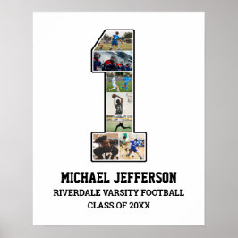 選手ナンバー1シニアスポーツチーム写真コラージュ ポスター