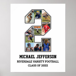 選手ナンバー2シニアスポーツチーム写真コラージュ ポスター