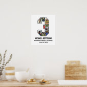 選手ナンバー3シニアスポーツチーム写真コラージュ ポスター (キッチン)