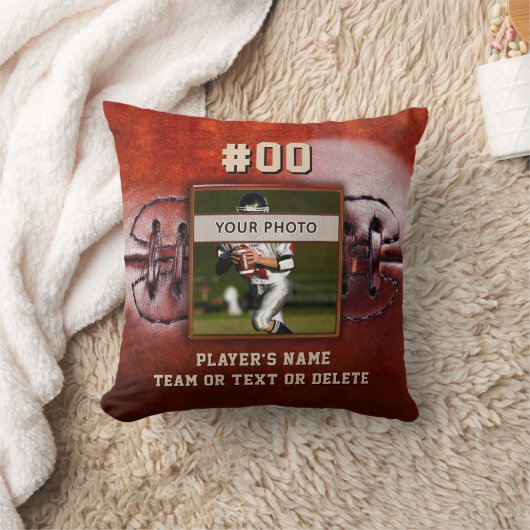 選手パーソナライズされたの写真を収めたサッカー枕 クッション (ブランケット)