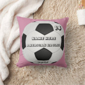 選手パーソナライズされた名付きサッカーピンククッション クッション (ブランケット)