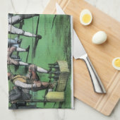 選手権素晴らし戦、ヴィンテージボクシング キッチンタオル (四つ折り)