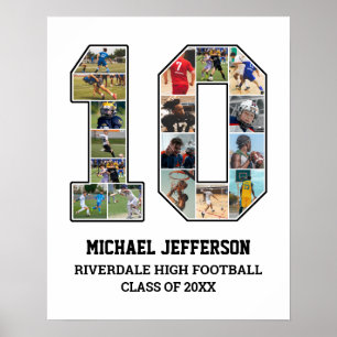 選手番号10シニアスポーツチーム写真コラージュ ポスター