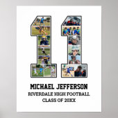 選手番号11シニアスポーツチーム写真コラージュ ポスター (正面)