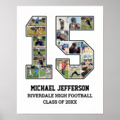 選手番号15シニアスポーツチーム写真コラージュ ポスター (正面)