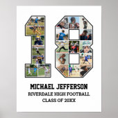 選手番号18シニアスポーツチーム写真コラージュ ポスター (正面)