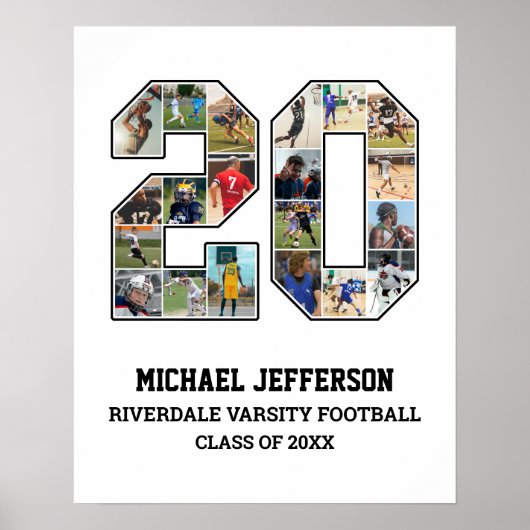 選手番号20シニアスポーツチーム写真コラージュ ポスター (正面)