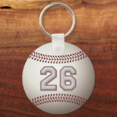 選手番号26 -カッコいい野球ステッチ キーホルダー (正面)