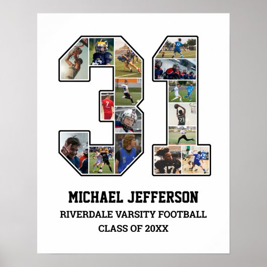 選手番号31シニアスポーツチーム写真コラージュ ポスター (正面)