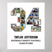 選手番号34シニアスポーツチーム写真コラージュ ポスター (正面)