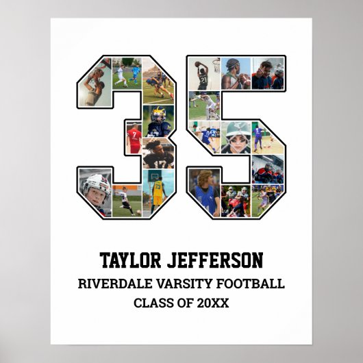 選手番号35シニアスポーツチーム写真コラージュ ポスター (正面)