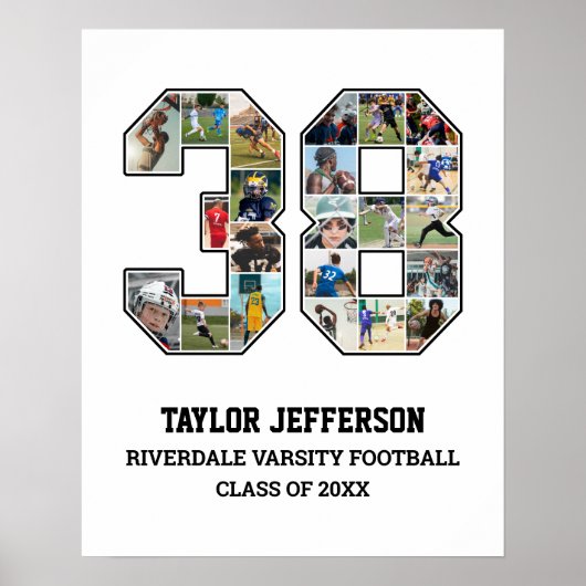 選手番号38シニアスポーツチーム写真コラージュ ポスター (正面)