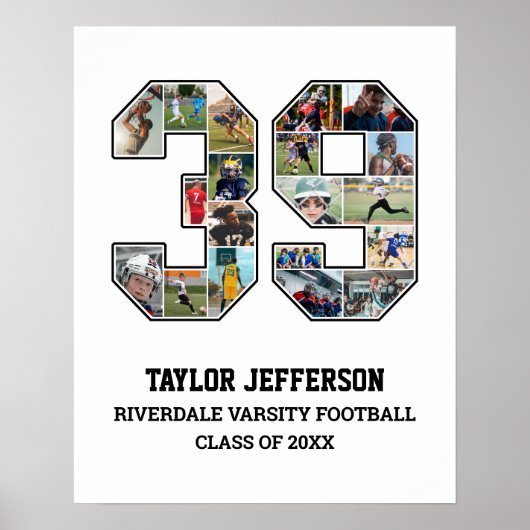 選手番号39シニアスポーツチーム写真コラージュ ポスター (正面)