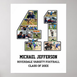 選手番号41シニアスポーツチーム写真コラージュ ポスター