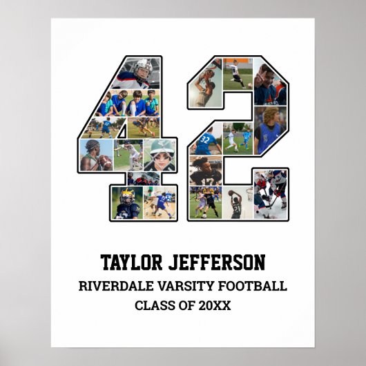 選手番号42シニアスポーツチーム写真コラージュ ポスター (正面)