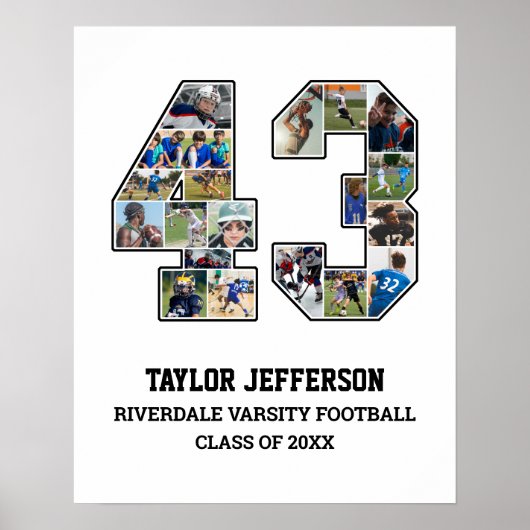 選手番号43シニアスポーツチーム写真コラージュ ポスター (正面)