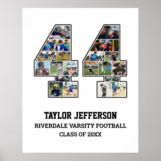 選手番号44シニアスポーツチーム写真コラージュ ポスター (正面)