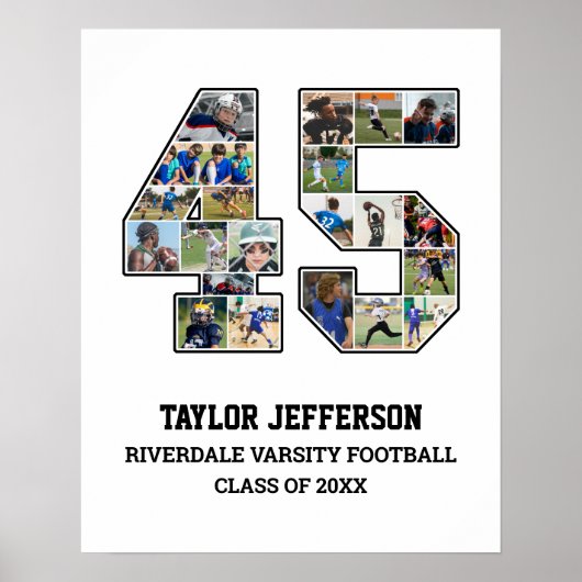 選手番号45シニアスポーツチーム写真コラージュ ポスター (正面)