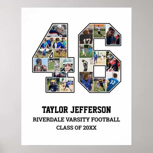 選手番号46シニアスポーツチーム写真コラージュ ポスター (正面)