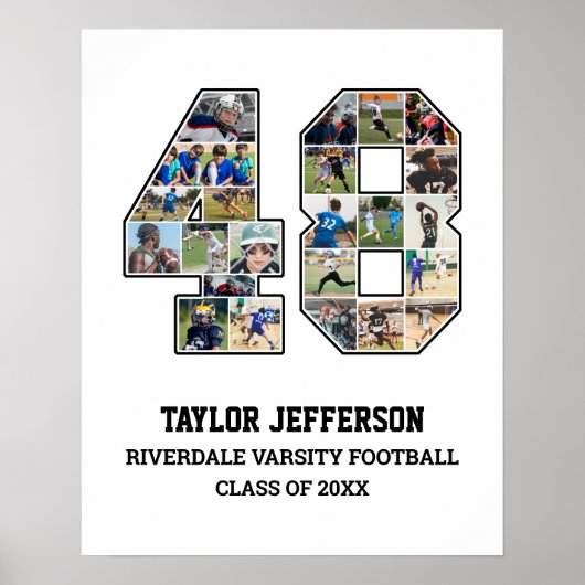 選手番号48シニアスポーツチーム写真コラージュ ポスター (正面)