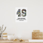 選手番号49シニアスポーツチーム写真コラージュ ポスター (キッチン)