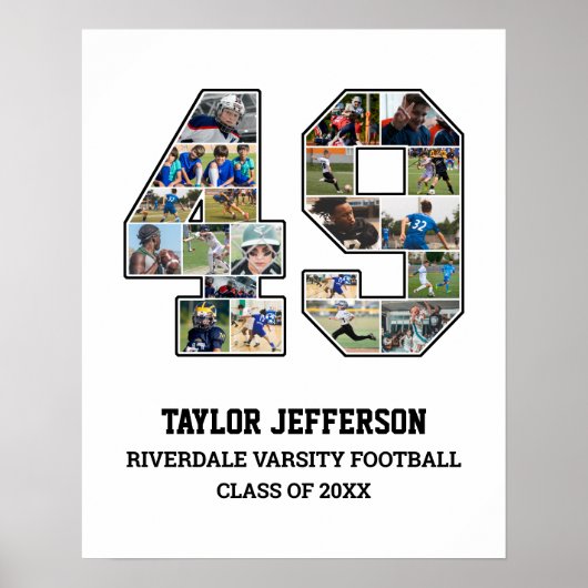 選手番号49シニアスポーツチーム写真コラージュ ポスター (正面)