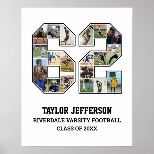 選手番号62シニアスポーツチーム写真コラージュ ポスター (正面)