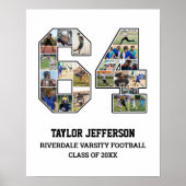 選手番号64シニアスポーツチーム写真コラージュ ポスター (正面)