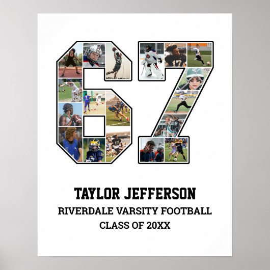 選手番号67シニアスポーツチーム写真コラージュ ポスター (正面)