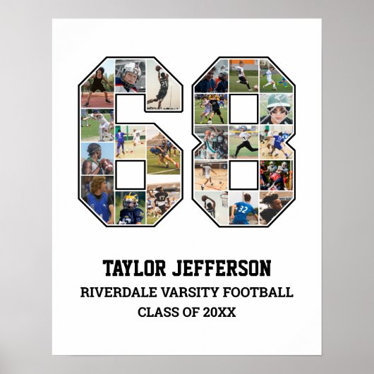 選手番号68シニアスポーツチーム写真コラージュ ポスター (正面)