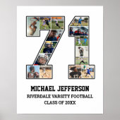 選手番号71シニアスポーツチーム写真コラージュ ポスター (正面)