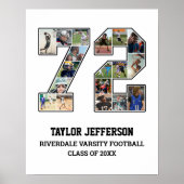 選手番号72シニアスポーツチーム写真コラージュ ポスター (正面)