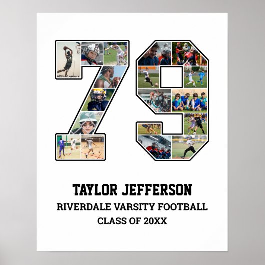 選手番号79シニアスポーツチーム写真コラージュ ポスター (正面)
