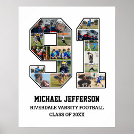 選手番号91シニアスポーツチーム写真コラージュ ポスター