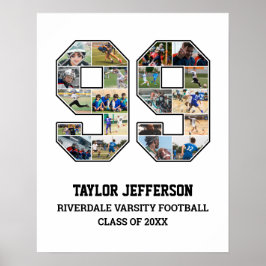 選手番号99シニアスポーツチーム写真コラージュ ポスター