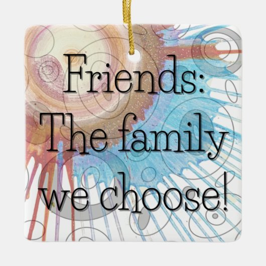 選択されたファミリースクエアギフトラベル/ セラミックオーナメント (正面)