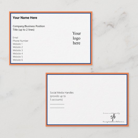 選択されたマンゴーと深いブルーオンラインビズロゴ 名刺 (正面/裏面)