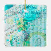 選択された家族ミックスメディアスクエアギフトラベル/ セラミックオーナメント (裏面)