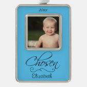 選択された気に里親、養子縁組テーマ日付ギフト シルバープレートフレームオーナメント (正面)