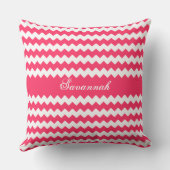 選択した名前または引用文の色ジグザグパターン クッション (裏面)