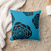 選択した背景色の黒い花 クッション (ブランケット)