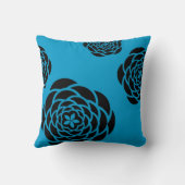 選択した背景色の黒い花 クッション (裏面)