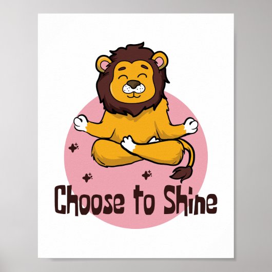選択して輝くかわいいハッピーライオンヨガポーズ ポスター (正面)