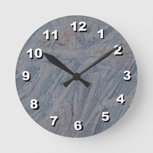 選択する12番号の選択肢 – 青い灰色の大理石時計 ラウンド壁時計 (正面)