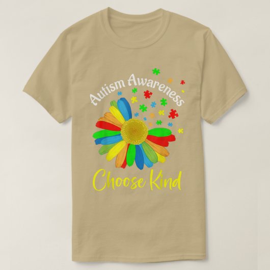 選択の種類の自閉症意識ひまわりパズルママ Tシャツ (デザイン正面)